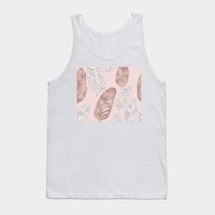 Rose gold and marble feather pattern Tank Top